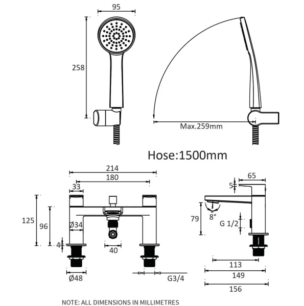Crosswater Drift Bath Filler Chrome