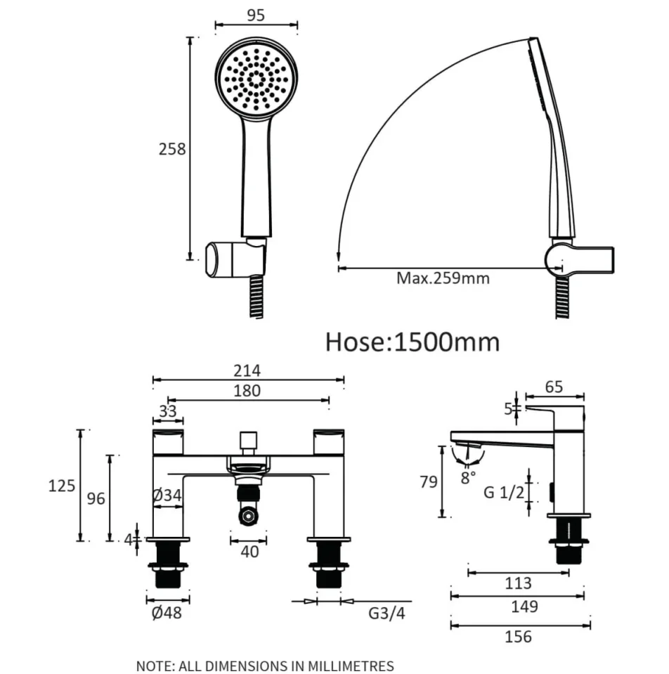 Crosswater Drift Bath Filler Chrome product image - Image 1