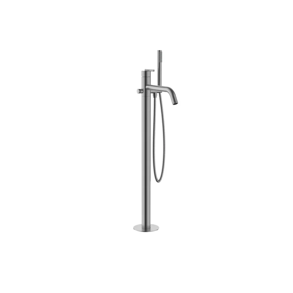 Crosswater 3ONE6 Lever Bath Floor Standing Filler Stainless Slate detail view - Image 2