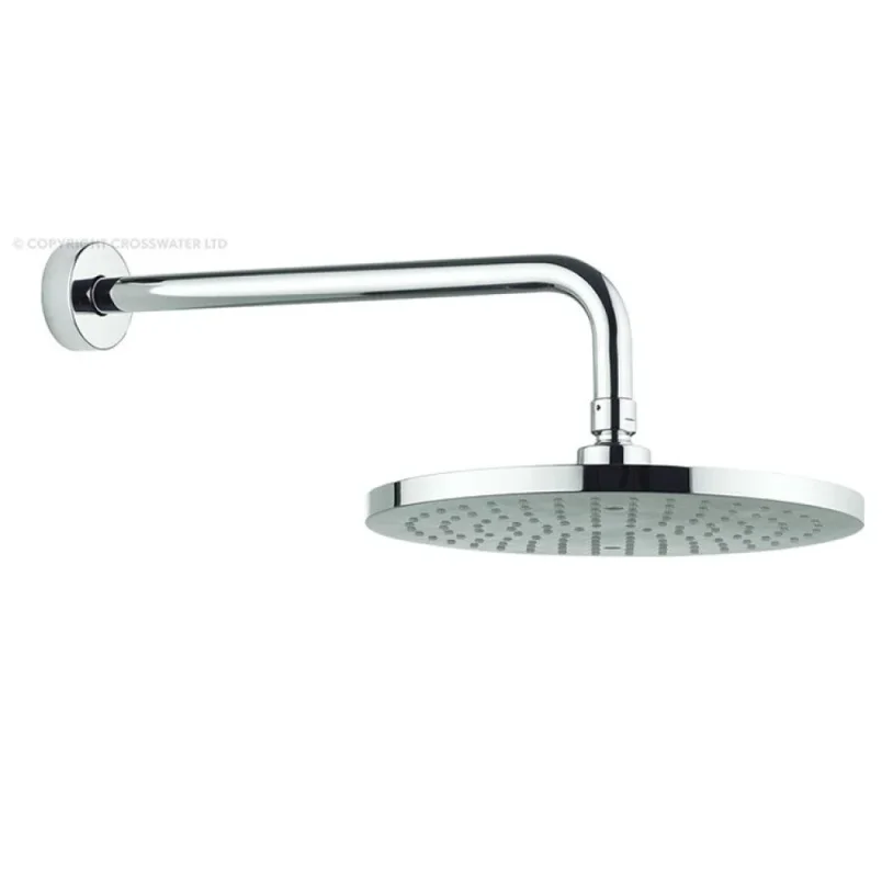 Crosswater Fusion Fixed Head 250mm & Wall Arm Round Chrome detail view - Image 2