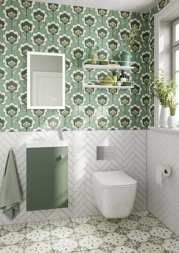 Crosswater Alo Cloakroom Unit 400 x 220mm Sage Green product image - Image 1