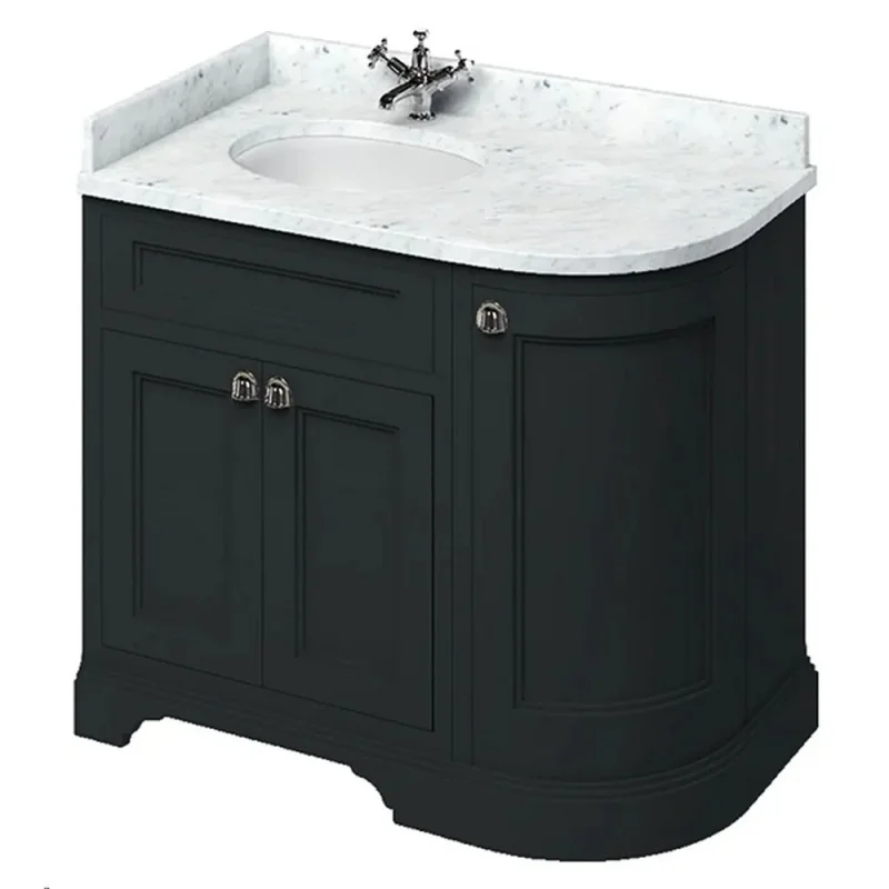Burlington Door Unit Left End Round Corner Matt Black product image - Image 1