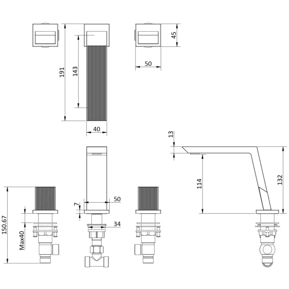 Crosswater Limit 3 Hole Basin Set Matt Black product image - Image 1