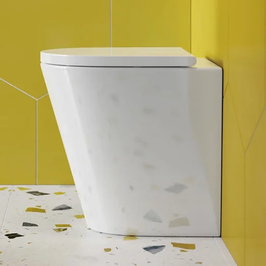 Britton Sphere Tall Rimless Back To Wall Pan 480mm & Seat Gloss White detail view - Image 4