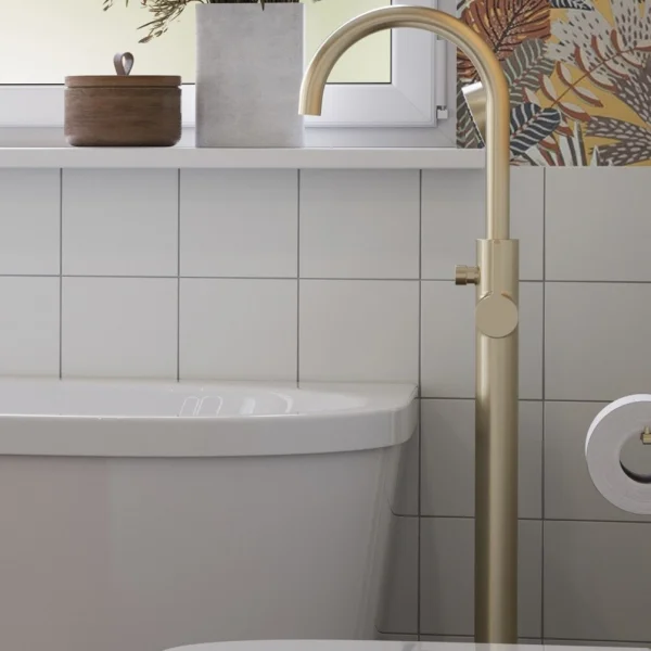 Britton Hoxton 2.0 Floor Standing Mono Bath Shower Mixer Brushed Brass