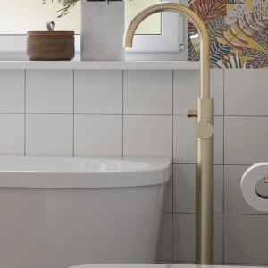 Britton Hoxton 2.0 Floor Standing Mono Bath Shower Mixer Brushed Brass