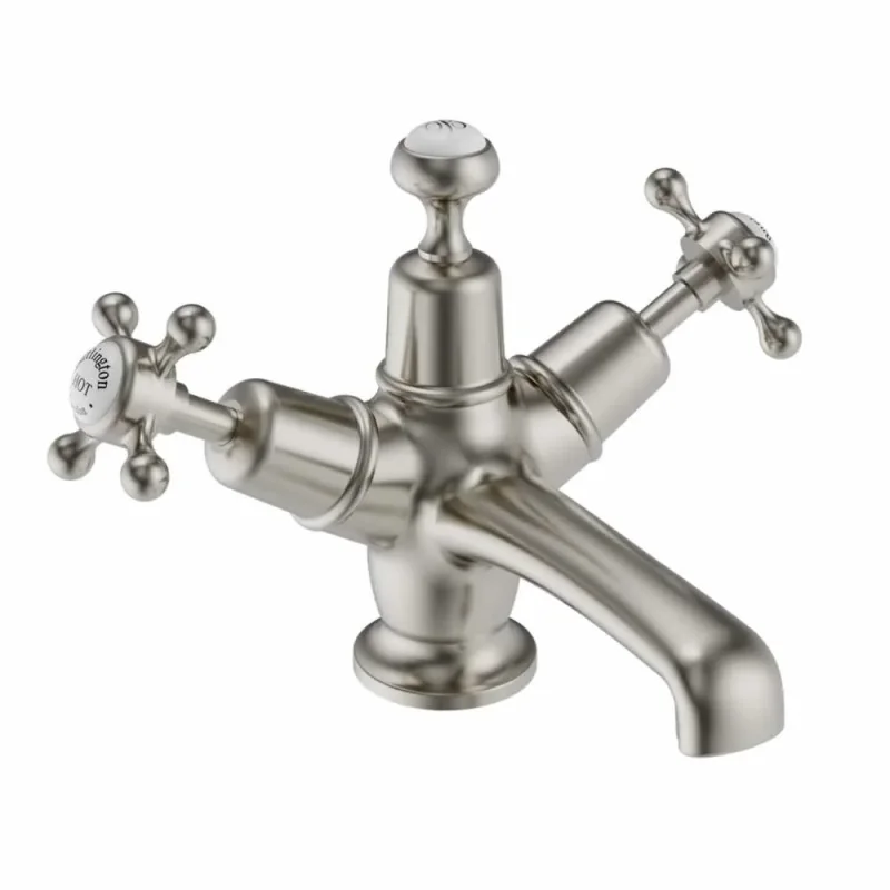 Burlington Claremont Basin Mixer Click Clack Waste Brushed Nickel product image - Image 1