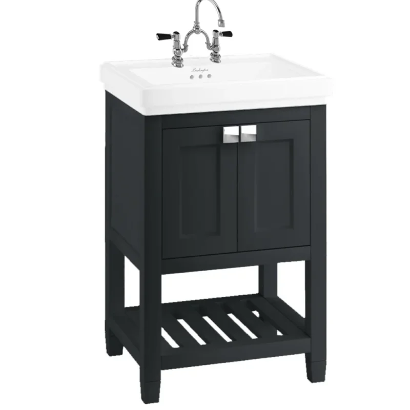 Burlington Riviera 580mm Vanity Matt Black And Chrome Handles product image - Image 1