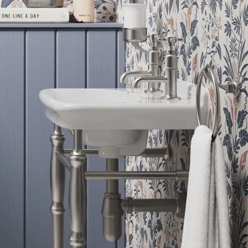 Burlington Guild Basin Pillar Tap Brushed Nickel product image - Image 1