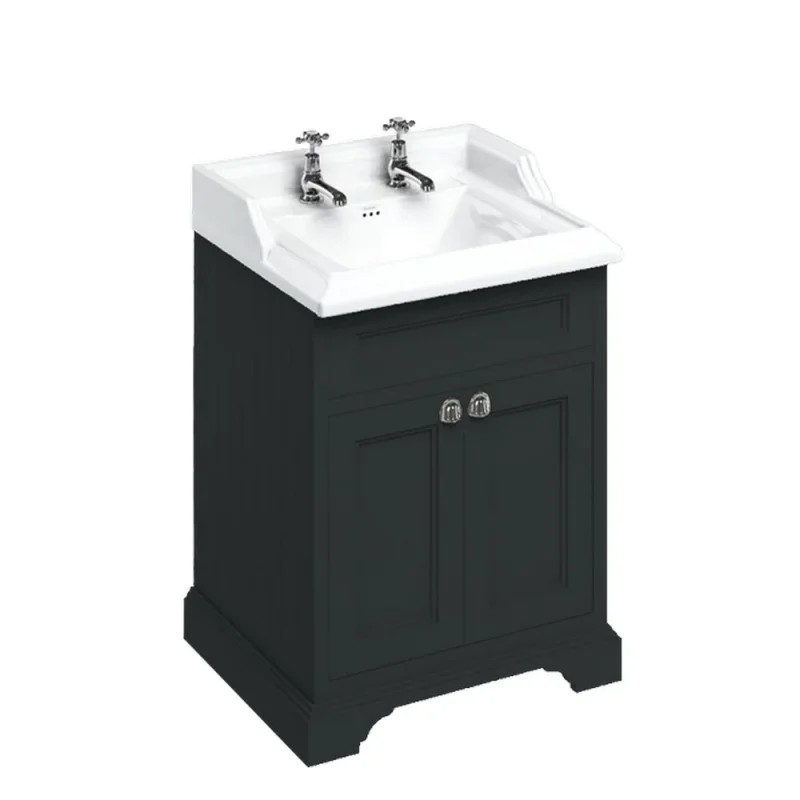 Burlington Freestanding Basin Unit With Doors Matt Black product image - Image 1