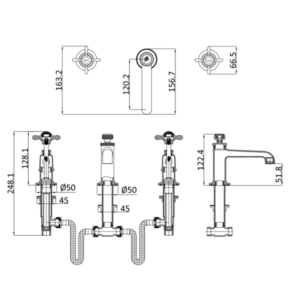 Burlington Guild Basin 3th Mixer Deck Mounted Chrome detail view - Image 4