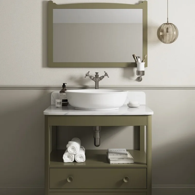 Burlington Guild Mirror 850mm Carlyle Green detail view - Image 2