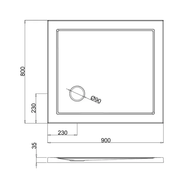 Britton Rectangular Shower Tray 800 X 900mm detail view - Image 2