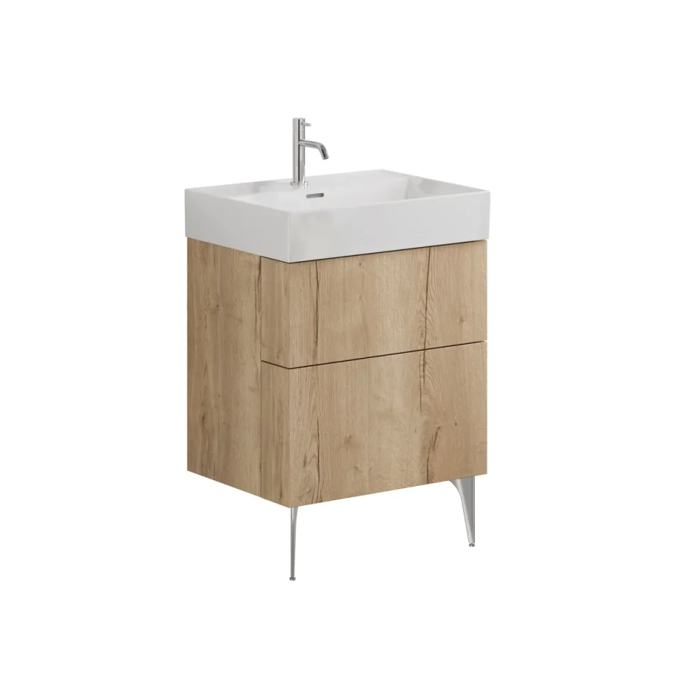 Crosswater Avenue Two Drawer Wall Hung Vanity 600mm Windsor Oak product image - Image 1