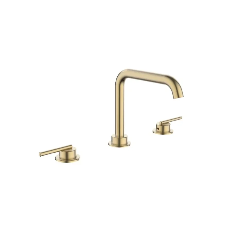 Crosswater 3ONE6 Lever Basin 3 Hole Set Deck Mounted Stainless Brushed Brass Effect product image - Image 1