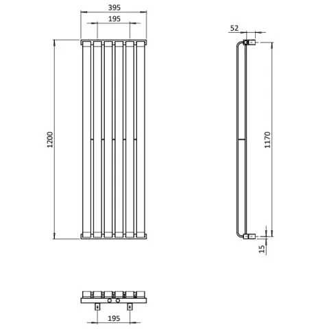 Crosswater Limit Towel Warmer 395x1200 Matt White detail view - Image 2