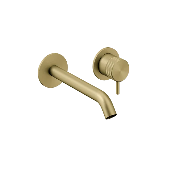 Crosswater 3ONE6 Basin 2 Hole Set Wall Mounted Stainless Brushed Brass Effect