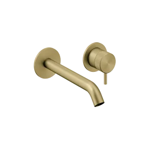 Crosswater 3ONE6 Basin 2 Hole Set Wall Mounted Stainless Brushed Brass Effect
