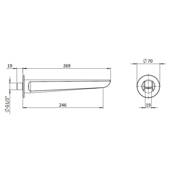 Crosswater Foile Bath Spout Brushed Brass