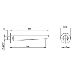 Crosswater Foile Bath Spout Brushed Brass