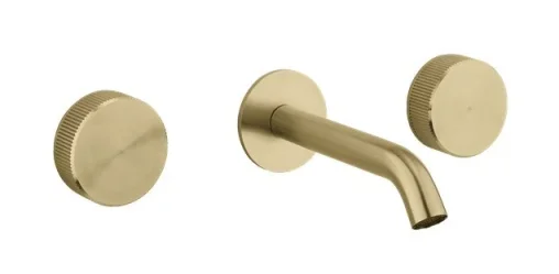 Crosswater 3ONE6 Basin 3 Hole Set Wall Mounted Stainless Brushed Brass Effect product image - Image 1