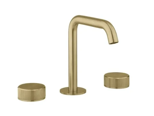 Crosswater 3ONE6 Basin 3 Hole Set Deck Mounted Stainless Brushed Brass Effect product image - Image 1
