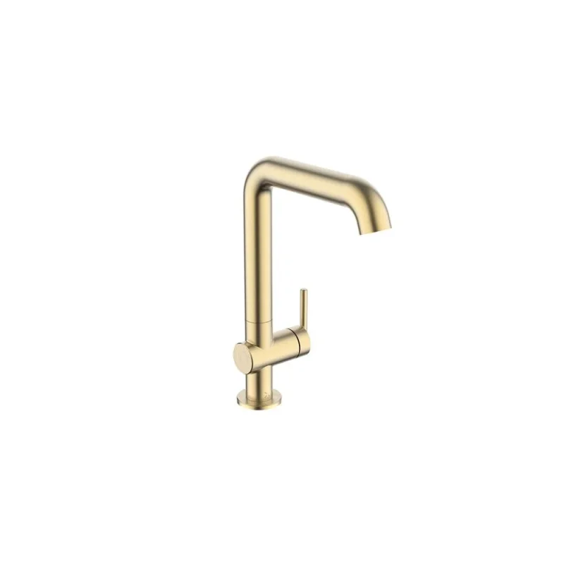 Crosswater 3ONE6 Lever Basin Tall Side Deck Mixer Stainless Brushed Brass Effect product image - Image 1