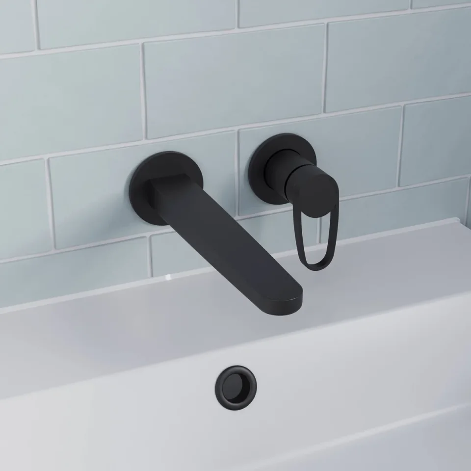 Crosswater Lazo 2 Hole Basin Set Matt Black detail view - Image 2