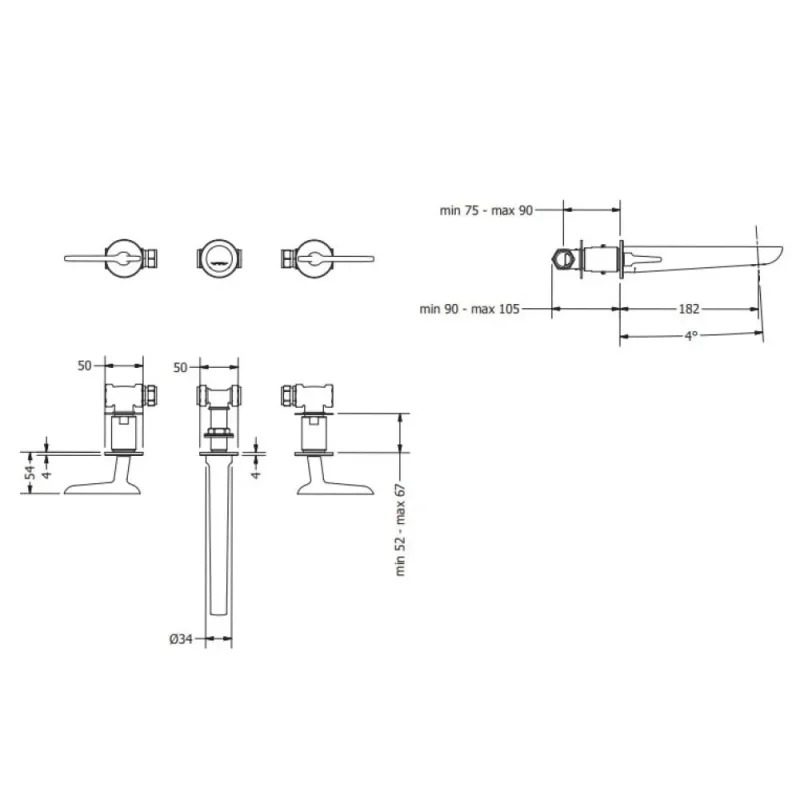 Crosswater Foile Basin 3 Hole Set Chrome detail view - Image 2