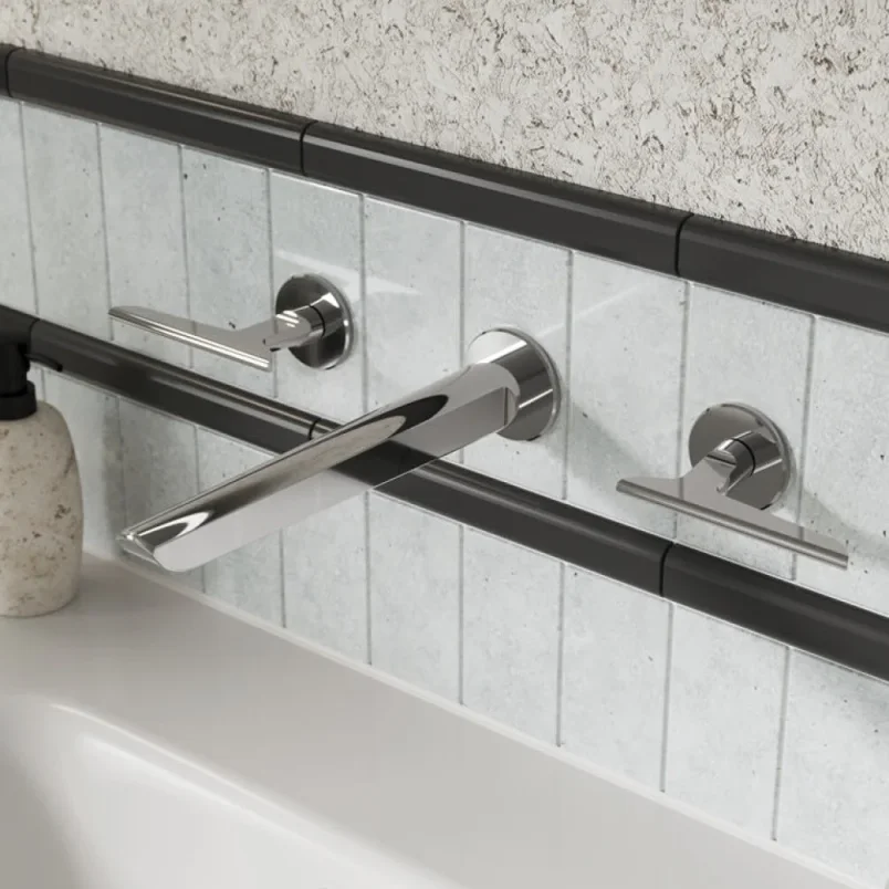 Crosswater Foile Basin 3 Hole Set Chrome detail view - Image 3