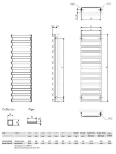 Crosswater Air Towel Warmer 500 x 1630 Brushed Brass