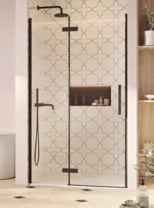 Crosswater Asura Hinged Door with Inline 1700 Matt Black