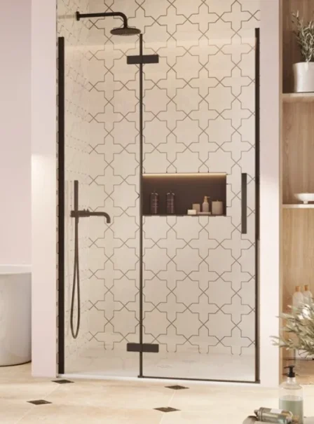 Crosswater Asura Hinged Door with Inline 1700 Matt Black product image - Image 1