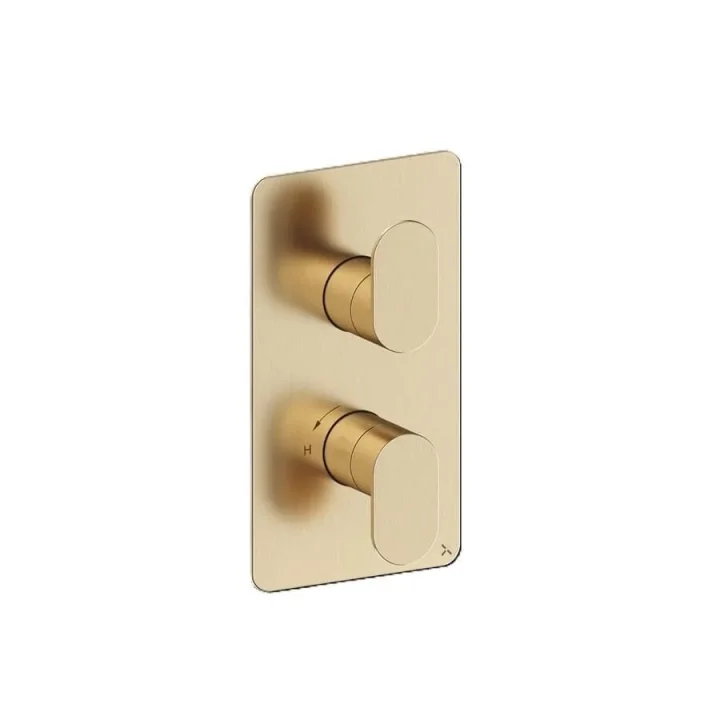 Crosswater Drift 2 Outlet 2 Handle Valve & Trimset Brushed Brass product image - Image 1