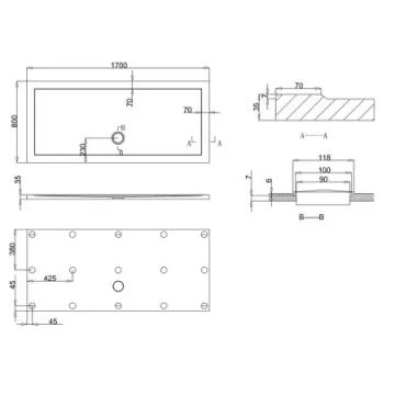 Britton Walk-in Shower Tray 800 X 1700mm Anti Slip detail view - Image 2