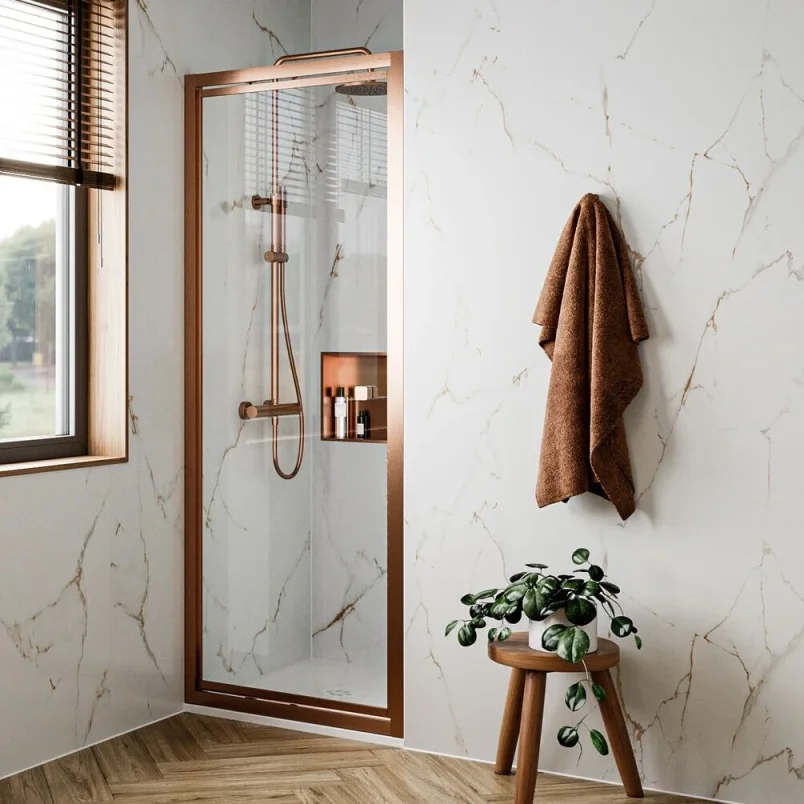 Crosswater 6mm Infold Door 700 Brushed Bronze product image - Image 1