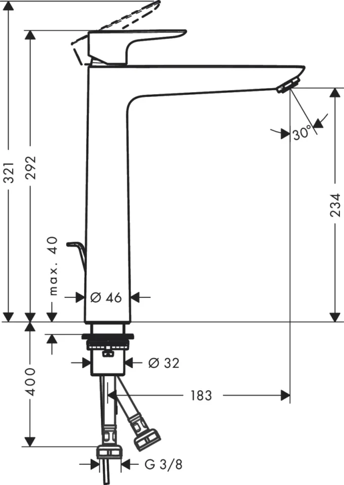 Hansgrohe Talis E 240 Basin Mixer Chrome Chrome detail view - Image 2
