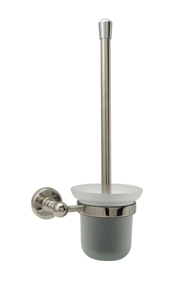 Just Taps Grosvenor Toilet Brush Holder Frosted Glass Nickle product image - Image 1