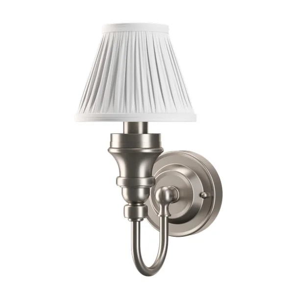 Burlington Ornate Base White Fine Pleated Shade Brushed Nickel