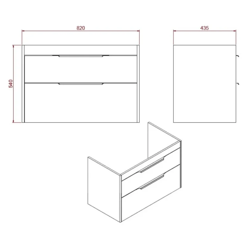 Britton Shoreditch Double Drawer Unit 850mm Matt Blue detail view - Image 2