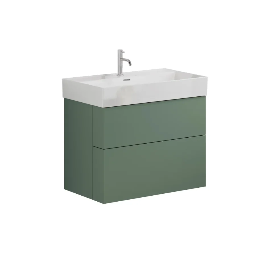 Crosswater Avenue Two Drawer Wall Hung Vanity 800mm Sage Green product image - Image 1