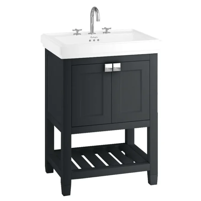 Burlington Riviera 650mm Vanity Matt Black And Chrome Handles product image - Image 1