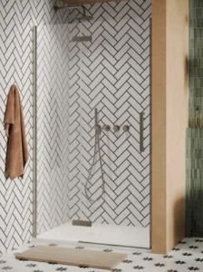 Crosswater Asura Hinged Door with Inline 1200 Brushed Nickel