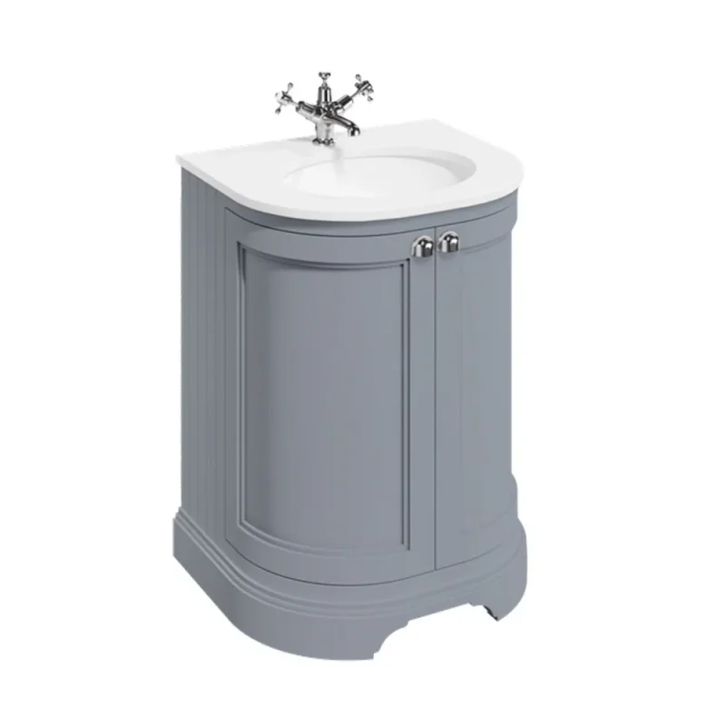 Burlington Curved Basin Unit 650 Doors Matt Grey product image - Image 1