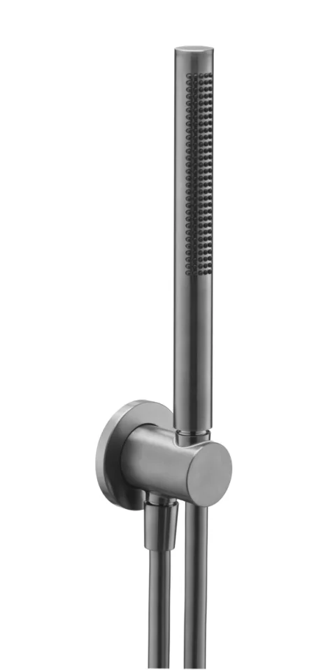 Just Taps Vos Round Water Outlet Hose & H/shower Brushed Black product image - Image 1