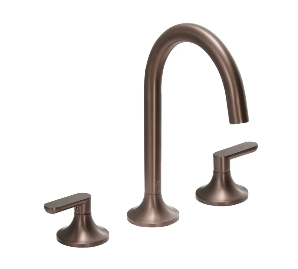 Just Taps Kono 3 Hole Deck Mounted Mixer (both Handles Included) Brushed Bronze product image - Image 1