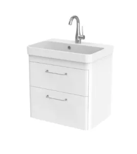 Saneux Hyde 55cm 2 Drawer Wall Mounted Unit - Matte White
