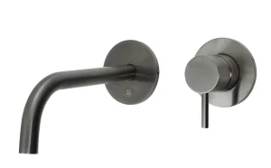 Just Taps Vos Single Lever W/m Basin Mixer Brushed Black 200mm Slim Spout