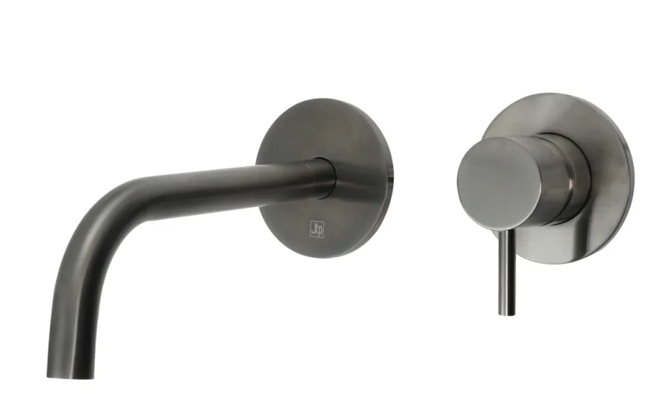 Just Taps Vos Single Lever W/m Basin Mixer Brushed Black 200mm Slim Spout product image - Image 1