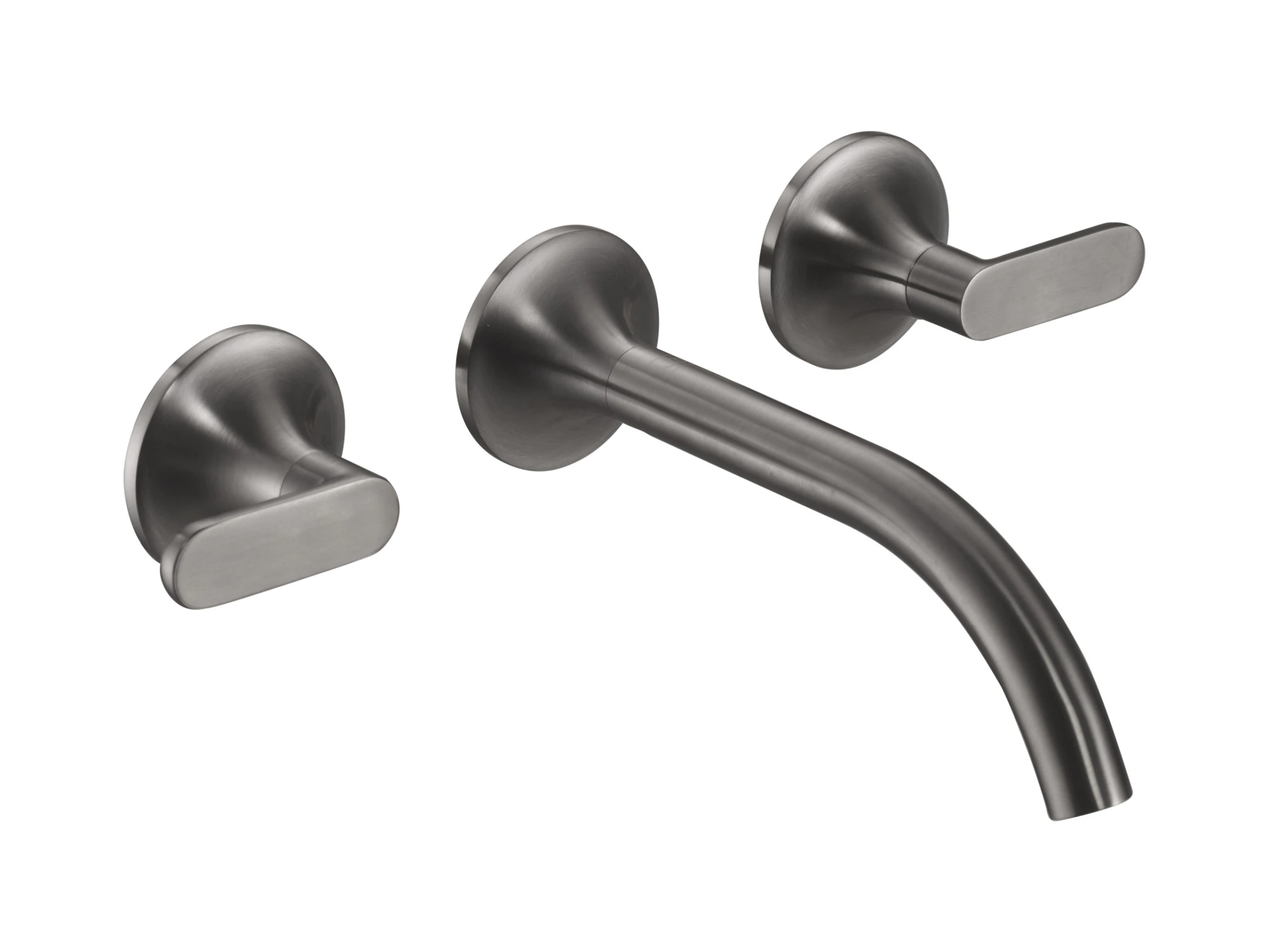 Just Taps Kono 3 Hole Wall Mounted Basin Mixer (both Handles Included) Brushed Black